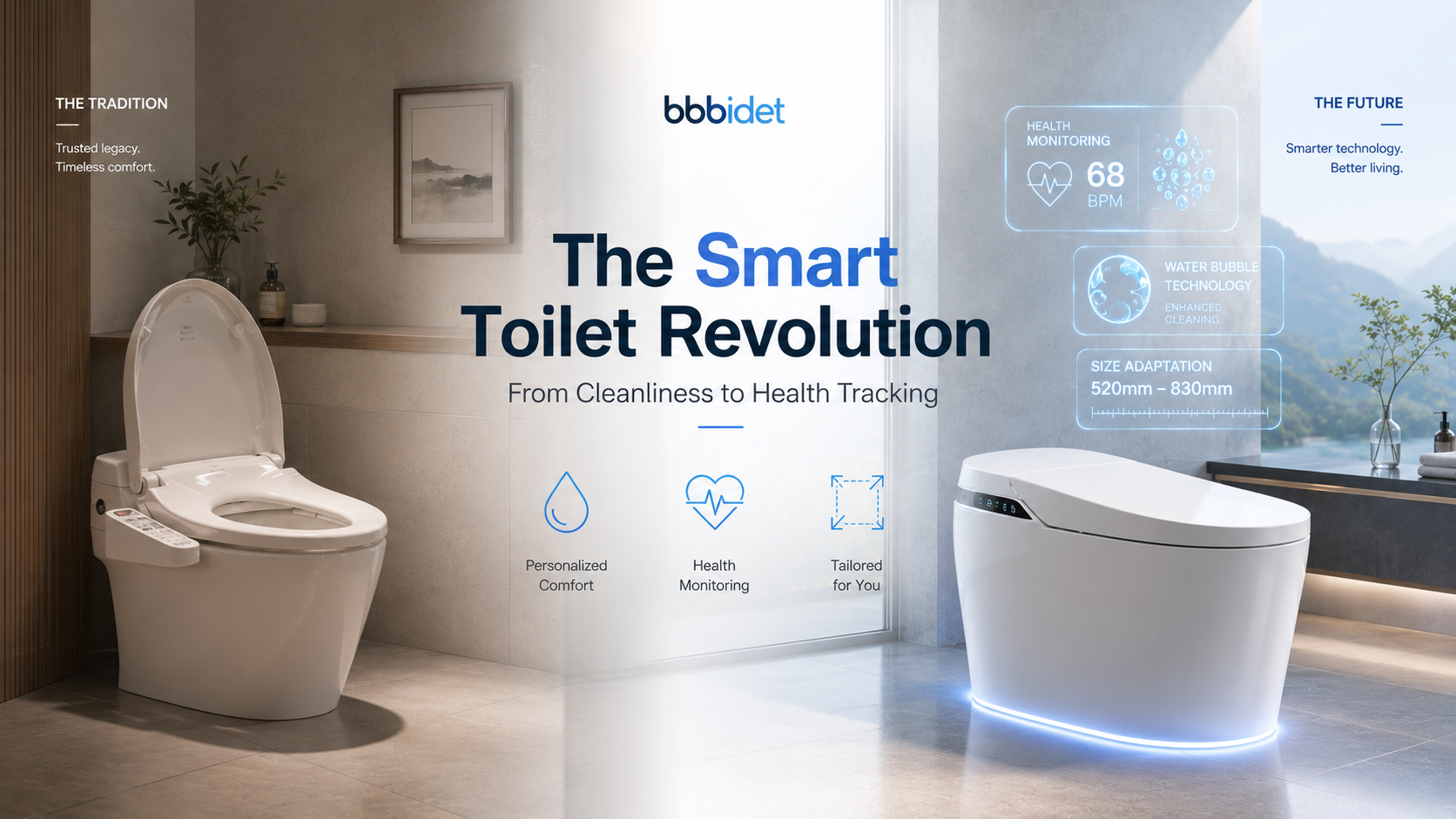 Evolution of smart toilets from TOTO Washlet to bbbidet modern health-tracking integrated bidet