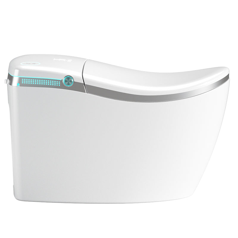 01 Smart Bidet Toilet showcasing an Ultra-Sleek, Low-Profile Side View. Its Modern Tankless Design and Elegant Curvatures Save Space while Redefining Bathroom Aesthetics, Perfect for Luxury Minimalist Home Renovations