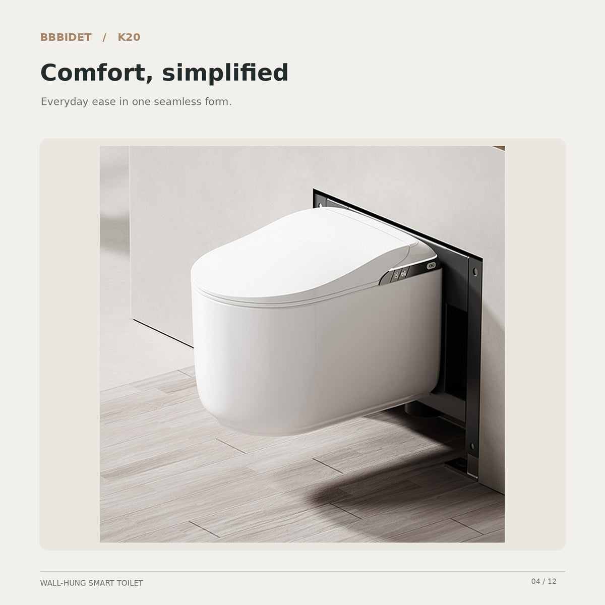 BBBIDET K20 wall-hung smart bidet toilet — bathroom view