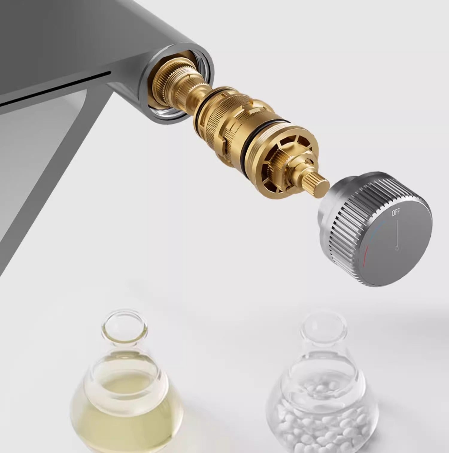 Modern Industrial Waterfall Basin Mixer Faucet - Gunmetal Grey (Knurled Handle)