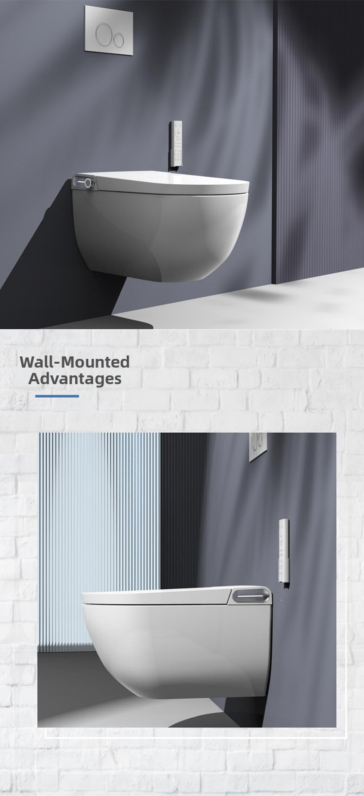 1202 wall-mounted smart bidet toilet featuring a space-saving floating design with fully automatic opening and closing of both the lid and the seat