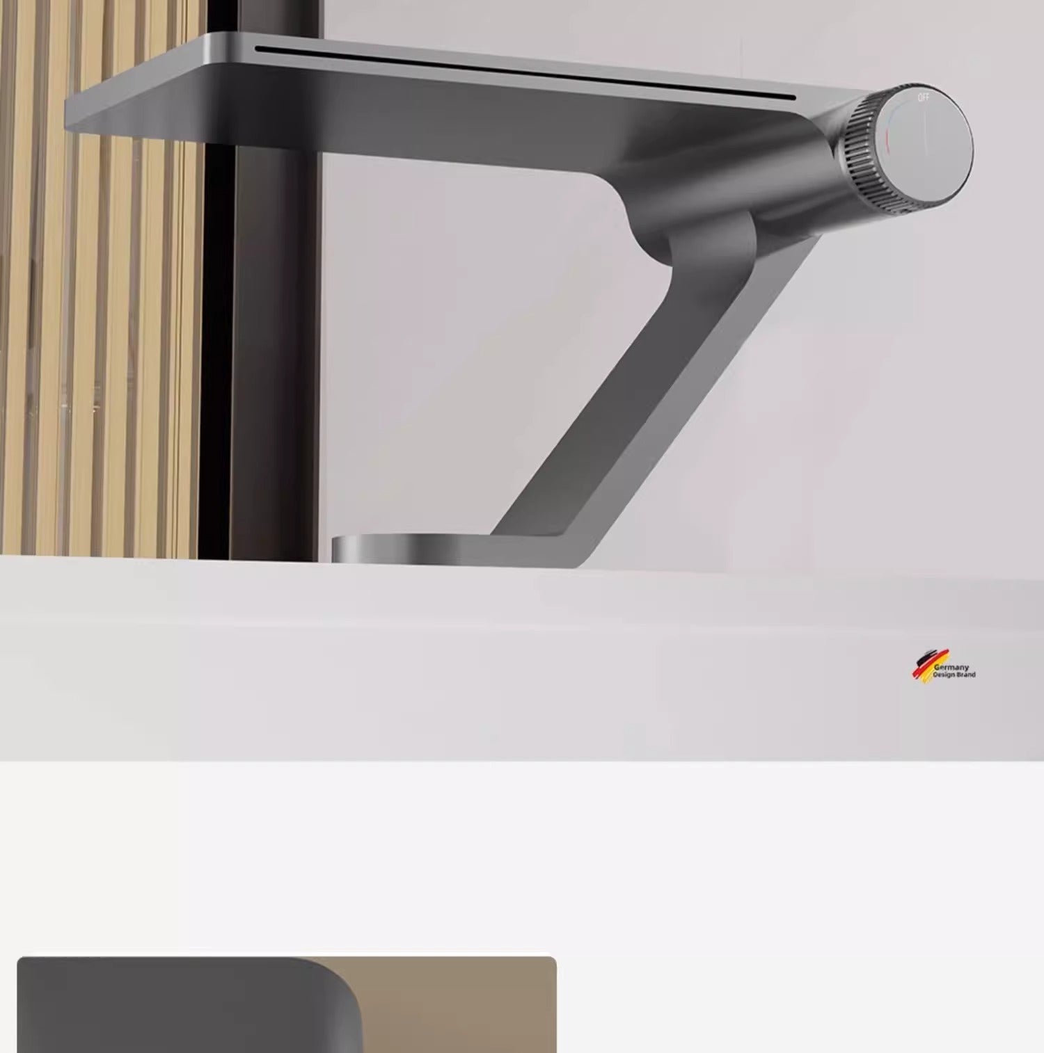 Modern Industrial Waterfall Basin Mixer Faucet - Gunmetal Grey (Knurled Handle)