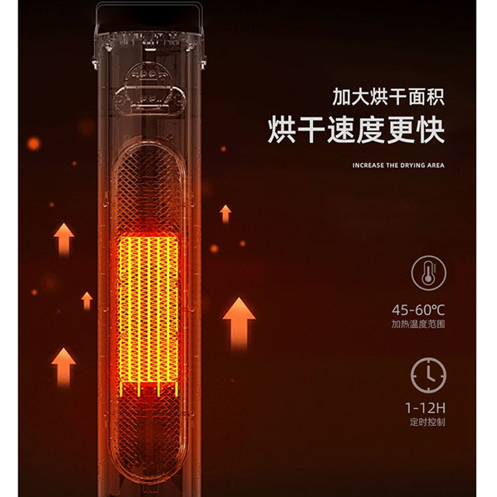 極簡波浪凹槽單根電熱毛巾架 - 頂端觸控數顯 智能定時全隱蔽暗線入牆獨立發熱條