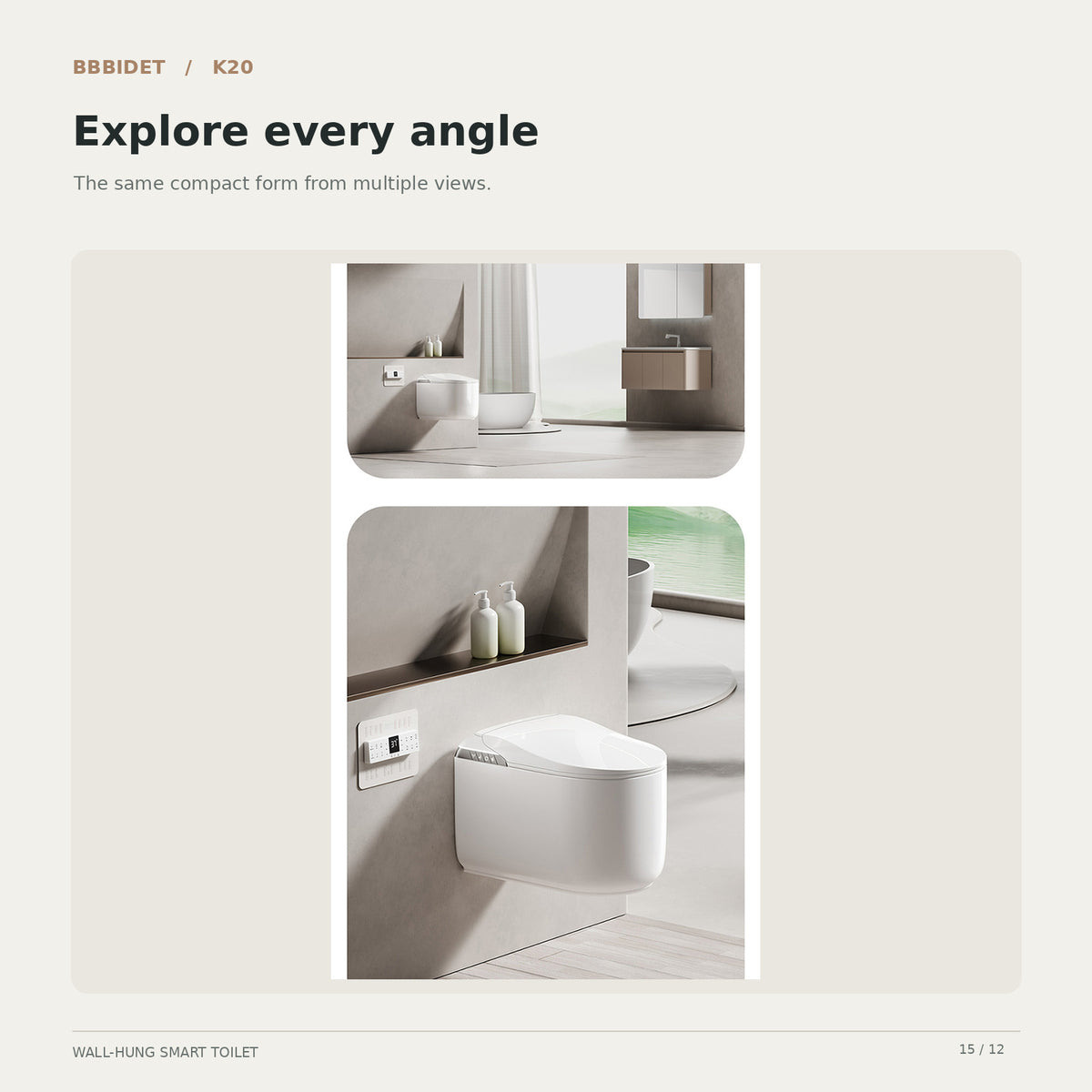 BBBIDET K20 wall-hung smart bidet toilet — multiple views