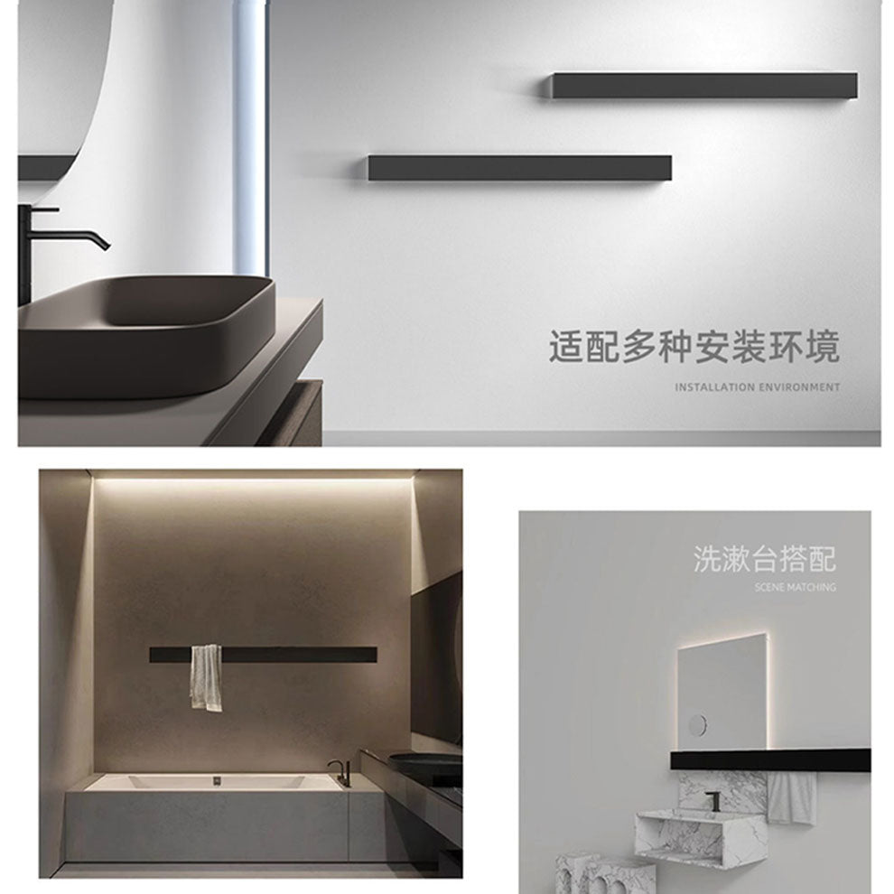 極簡波浪凹槽單根電熱毛巾架 - 頂端觸控數顯 智能定時全隱蔽暗線入牆獨立發熱條