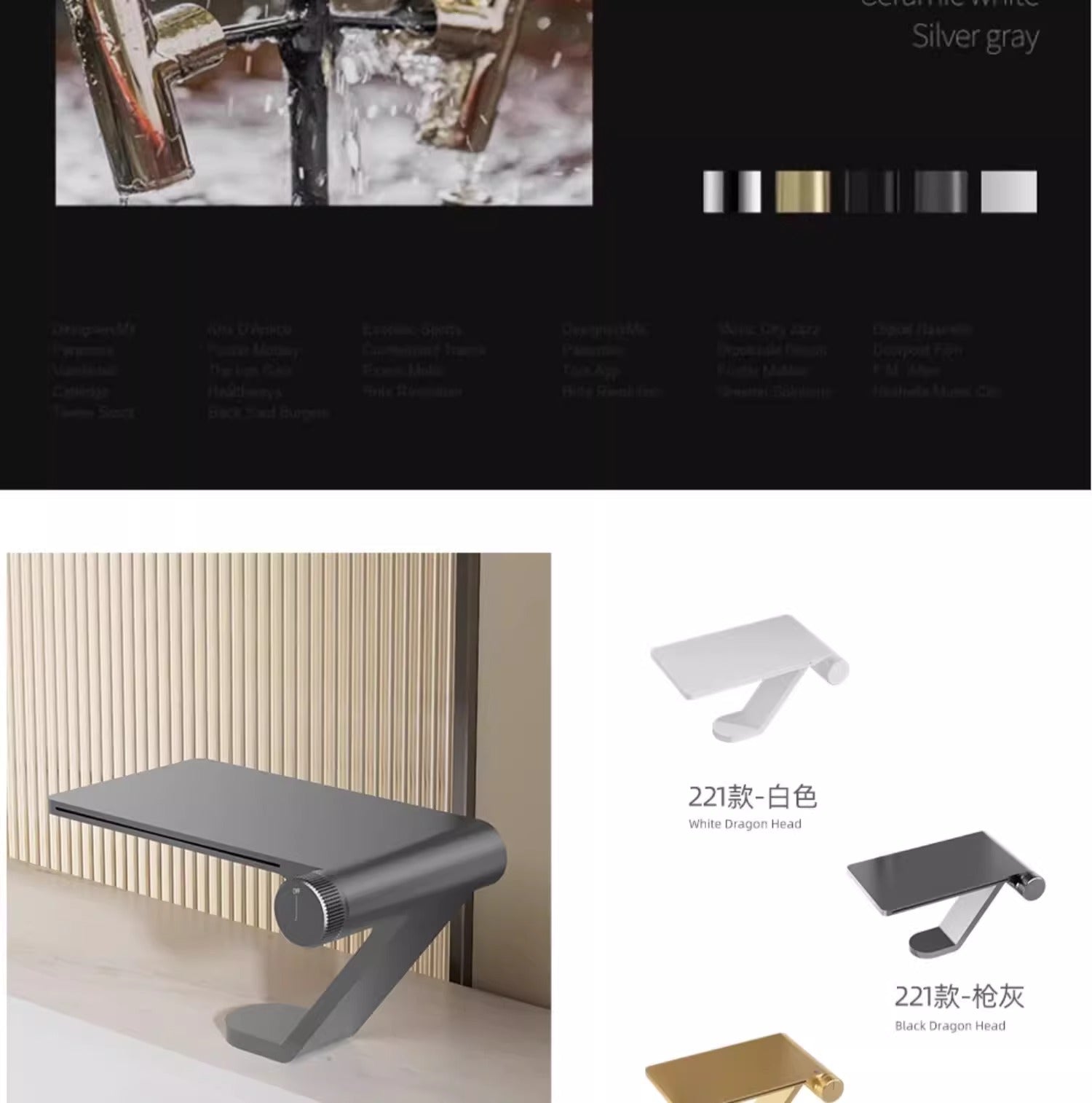 Modern Industrial Waterfall Basin Mixer Faucet - Gunmetal Grey (Knurled Handle)