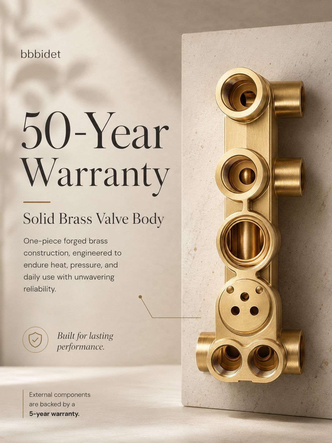 bbbidet Concealed Shower System with Digital Temperature Display - All-Brass Embedded Thermostatic Rainfall Shower Set with 4-Mode Handheld
