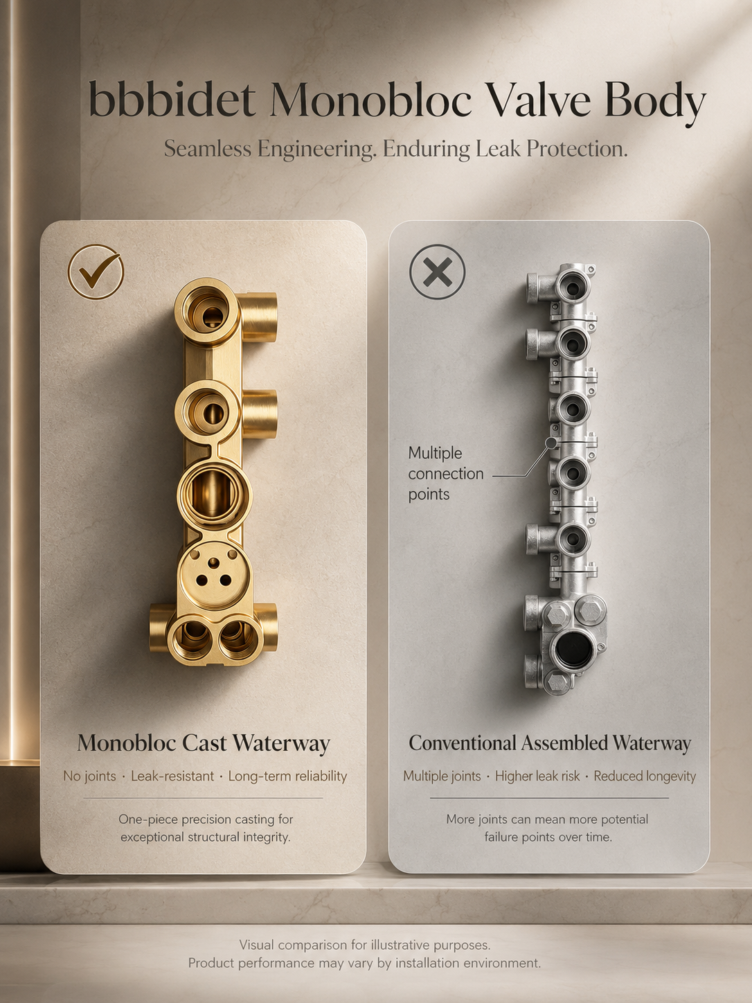 bbbidet Concealed Shower System with Digital Temperature Display - All-Brass Embedded Thermostatic Rainfall Shower Set with 4-Mode Handheld