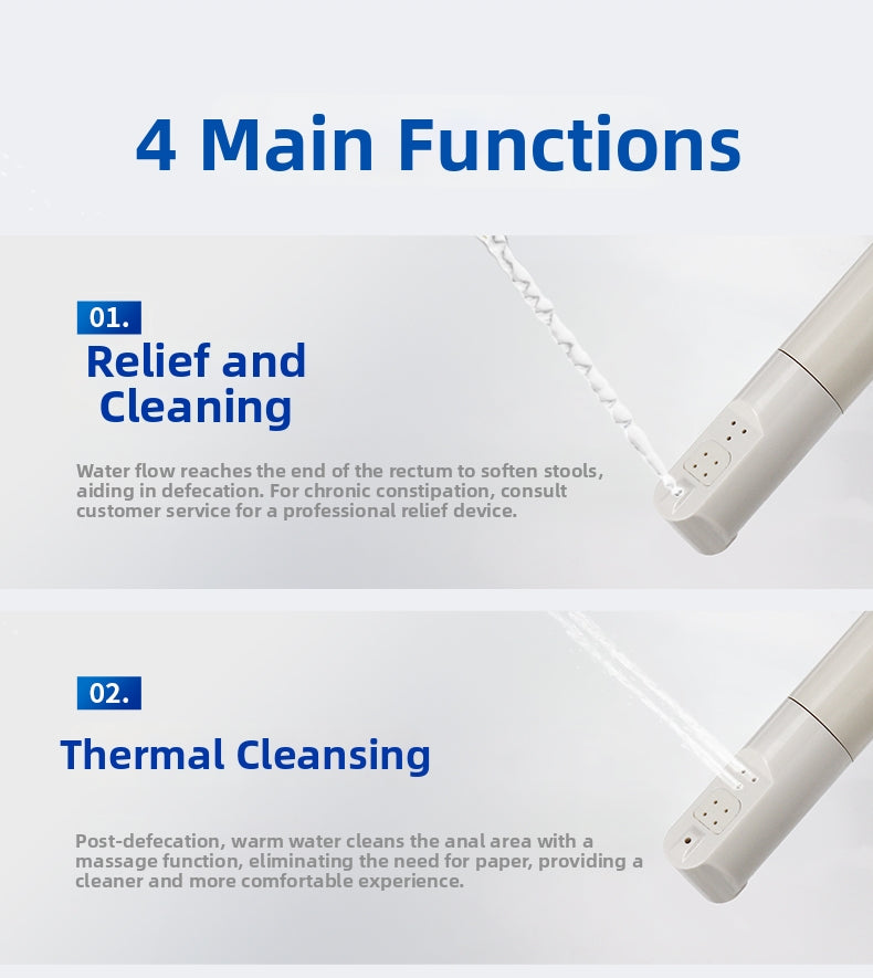 828 Smart Bidet Toilet with Advanced Enema Function for Deep Internal Cleaning and Immediate Constipation Relief. Features Soothing Warm Water Hydrotherapy to Relax Muscles and Ensure a Comfortable, Pain-Free Detox Experience Every Time.