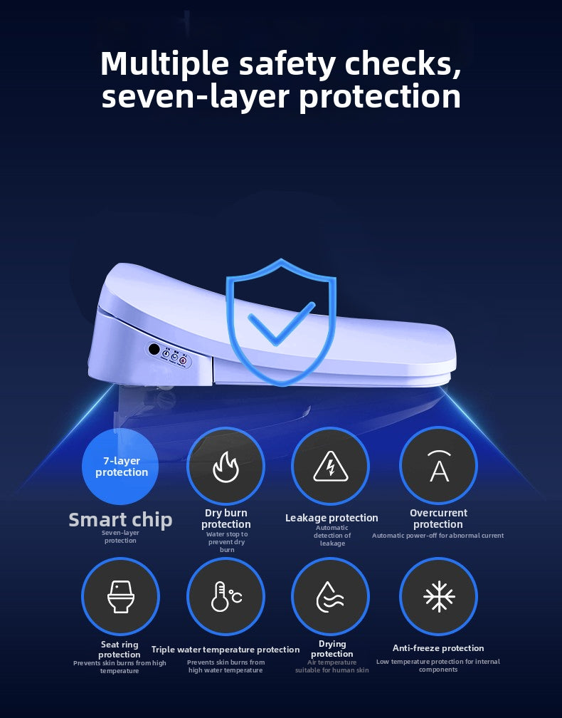 AK68 Square Smart Bidet Seat with a 7-Layer Integrated Safety System. This D-Shape Bidet Features Fire-Retardant Materials, Anti-Leakage Protection, and Dual Temperature Sensors to Ensure 100% Safe and Reliable Use for the Whole Family