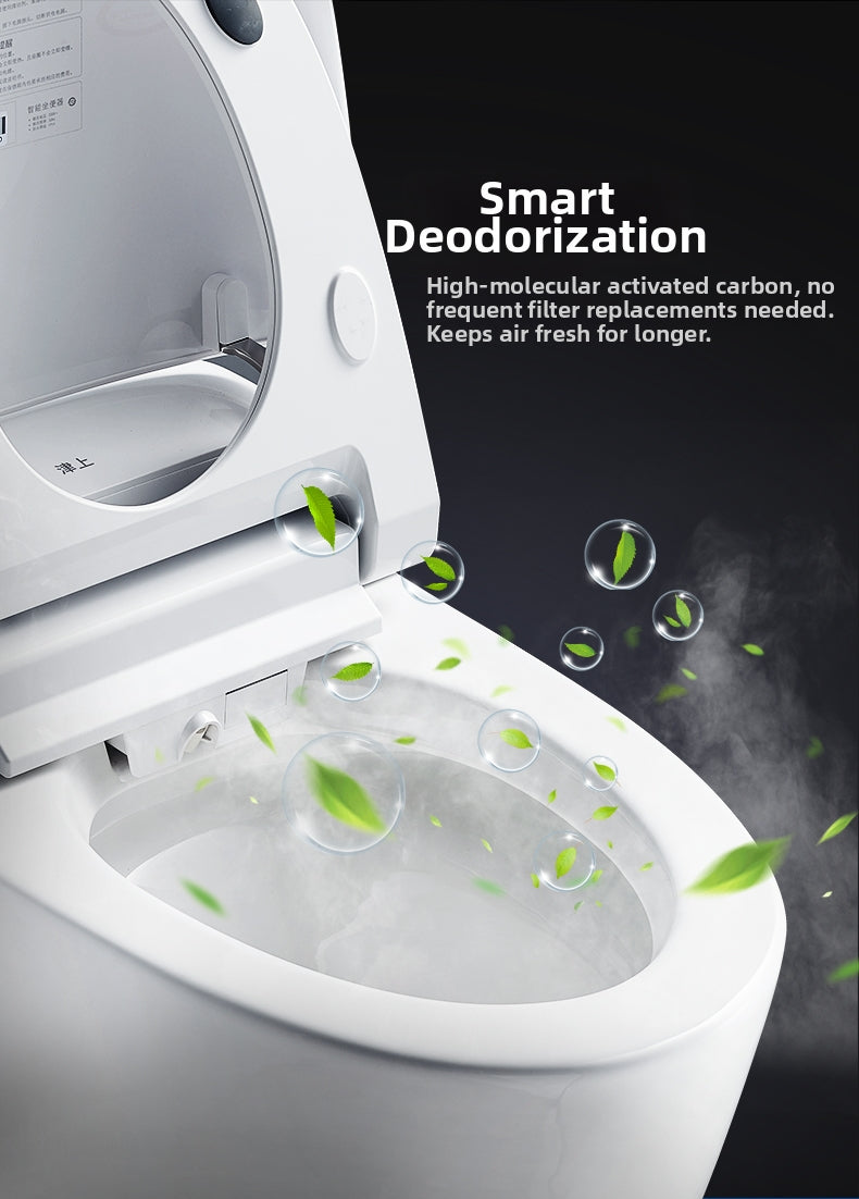 AK68 Square Smart Bidet Seat with Integrated Automatic Deodorizer to Keep Your Bathroom Fresh. This D-Shape Bidet Uses an Active Carbon Filter to Neutralize Odors Instantly, Ensuring a Clean and Pleasant Environment After Every Use