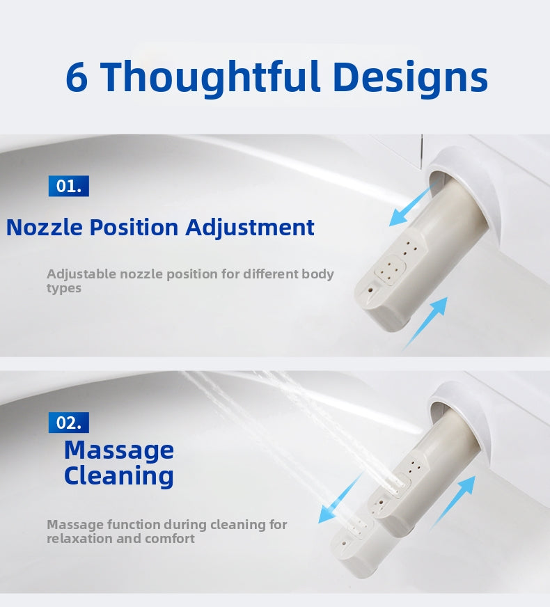 AK68 Square Smart Bidet Seat with Oscillating Nozzle for Broad-Coverage Cleaning. This D-Shape Bidet Features an Adjustable Moving Spray to Ensure a Thorough, Hands-Free Refresh for a Superior Modern Bathroom Experience