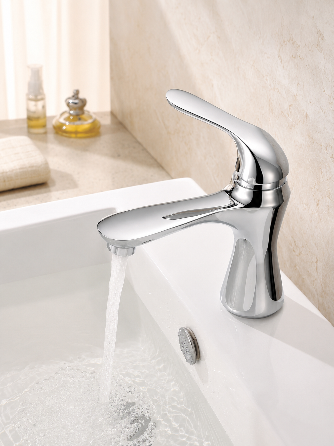 BBbidet 069 Series Bathroom Faucet & Shower Combo Set, Chrome Single-Handle Basin Mixer and Rain Shower System