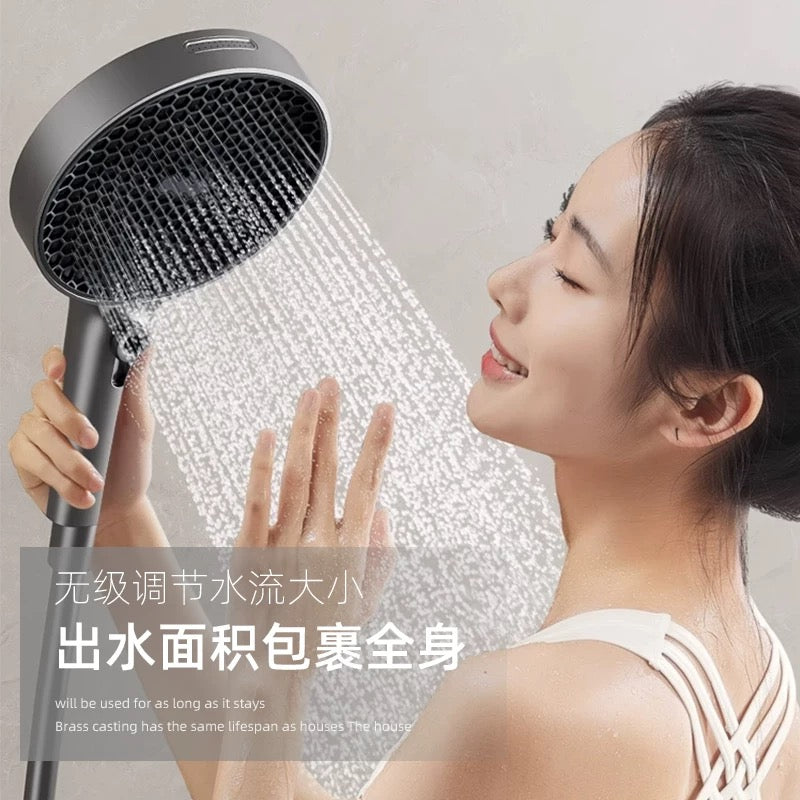 现代隐藏式恒温淋浴系统 - 哑光黑/金色奢华恒温花洒套装