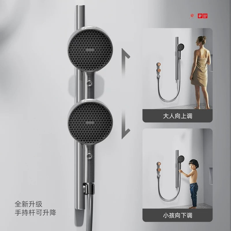 现代隐藏式恒温淋浴系统 - 哑光黑/金色奢华恒温花洒套装