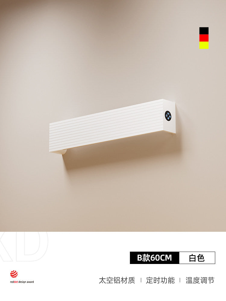 極簡波浪凹槽單根電熱毛巾架 - 頂端觸控數顯 智能定時全隱蔽暗線入牆獨立發熱條