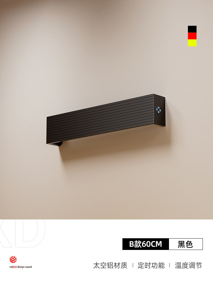極簡波浪凹槽單根電熱毛巾架 - 頂端觸控數顯 智能定時全隱蔽暗線入牆獨立發熱條