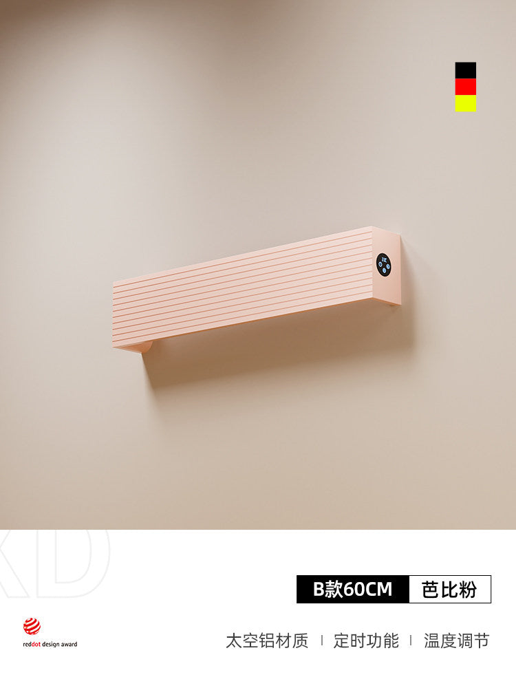 極簡波浪凹槽單根電熱毛巾架 - 頂端觸控數顯 智能定時全隱蔽暗線入牆獨立發熱條