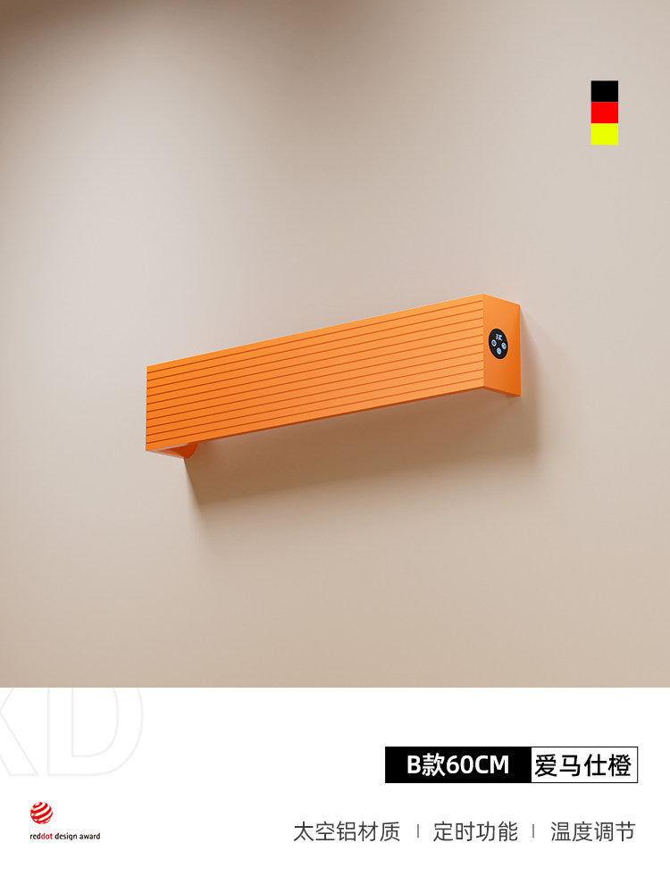 極簡波浪凹槽單根電熱毛巾架 - 頂端觸控數顯 智能定時全隱蔽暗線入牆獨立發熱條