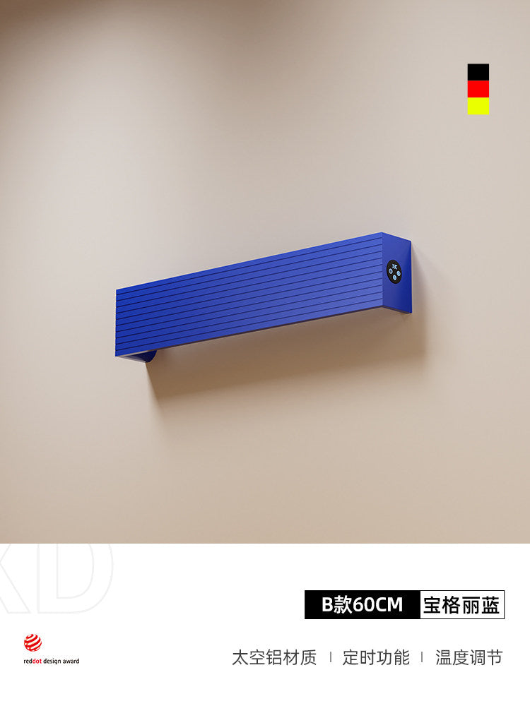 極簡波浪凹槽單根電熱毛巾架 - 頂端觸控數顯 智能定時全隱蔽暗線入牆獨立發熱條