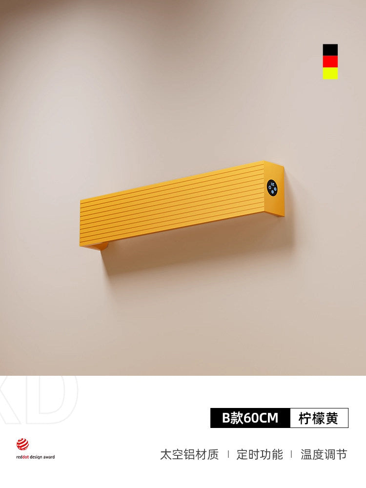 極簡波浪凹槽單根電熱毛巾架 - 頂端觸控數顯 智能定時全隱蔽暗線入牆獨立發熱條