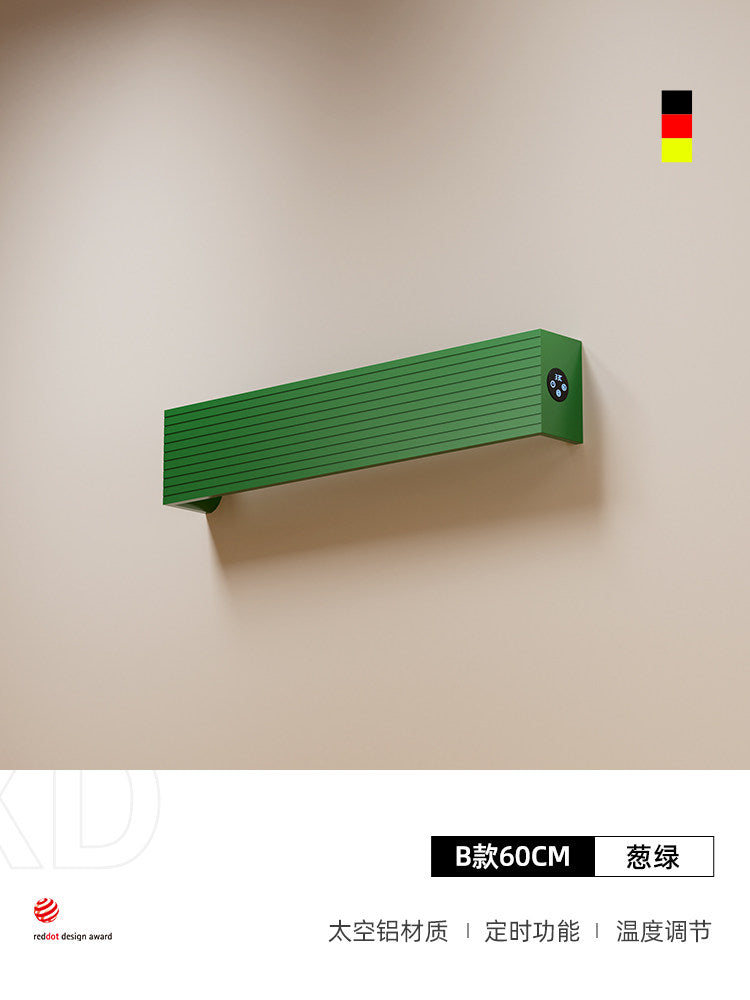 極簡波浪凹槽單根電熱毛巾架 - 頂端觸控數顯 智能定時全隱蔽暗線入牆獨立發熱條