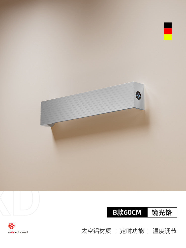 極簡波浪凹槽單根電熱毛巾架 - 頂端觸控數顯 智能定時全隱蔽暗線入牆獨立發熱條