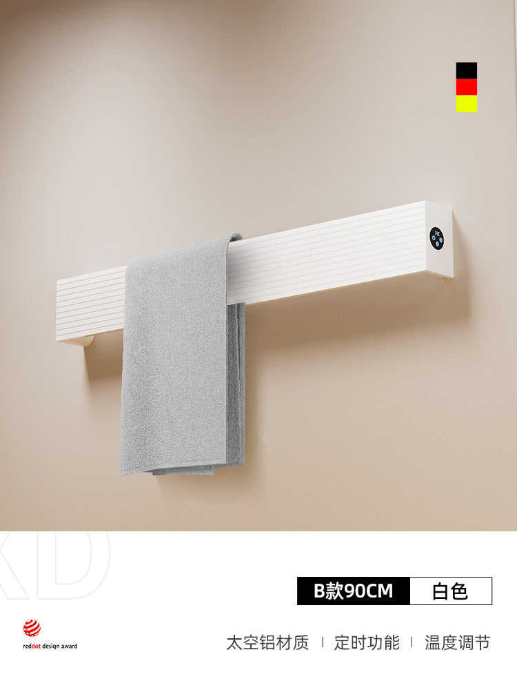 極簡波浪凹槽單根電熱毛巾架 - 頂端觸控數顯 智能定時全隱蔽暗線入牆獨立發熱條
