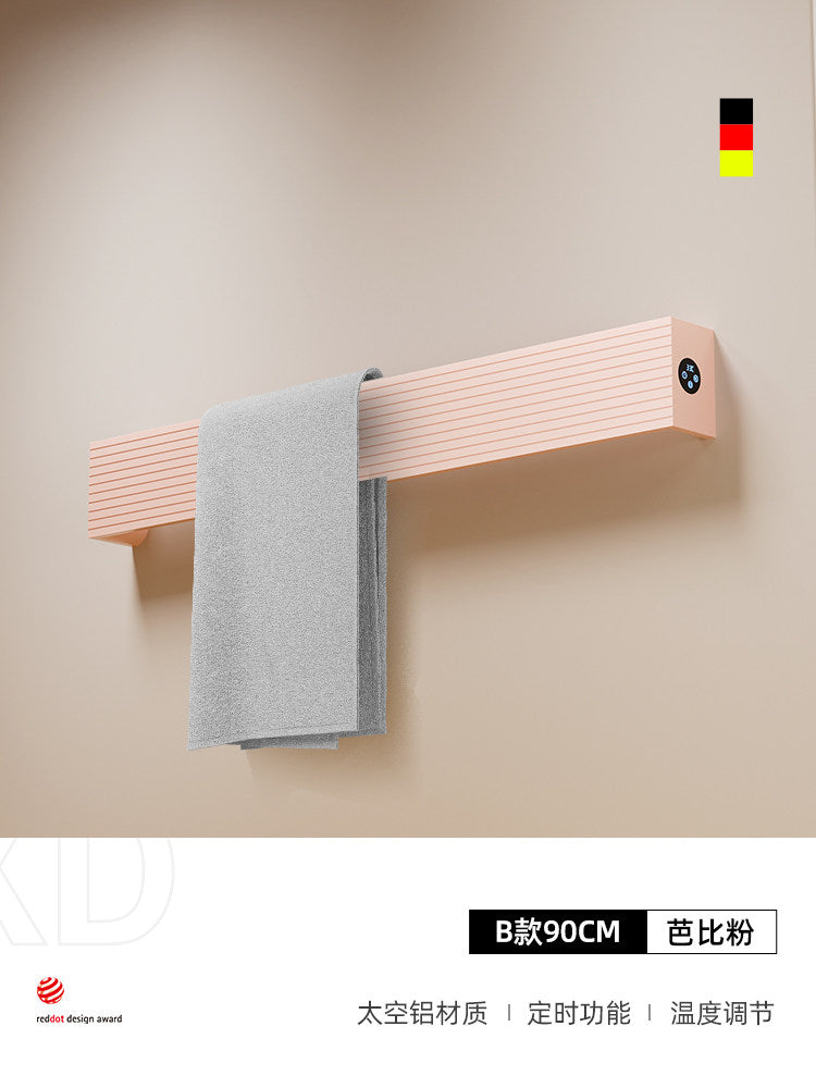 極簡波浪凹槽單根電熱毛巾架 - 頂端觸控數顯 智能定時全隱蔽暗線入牆獨立發熱條