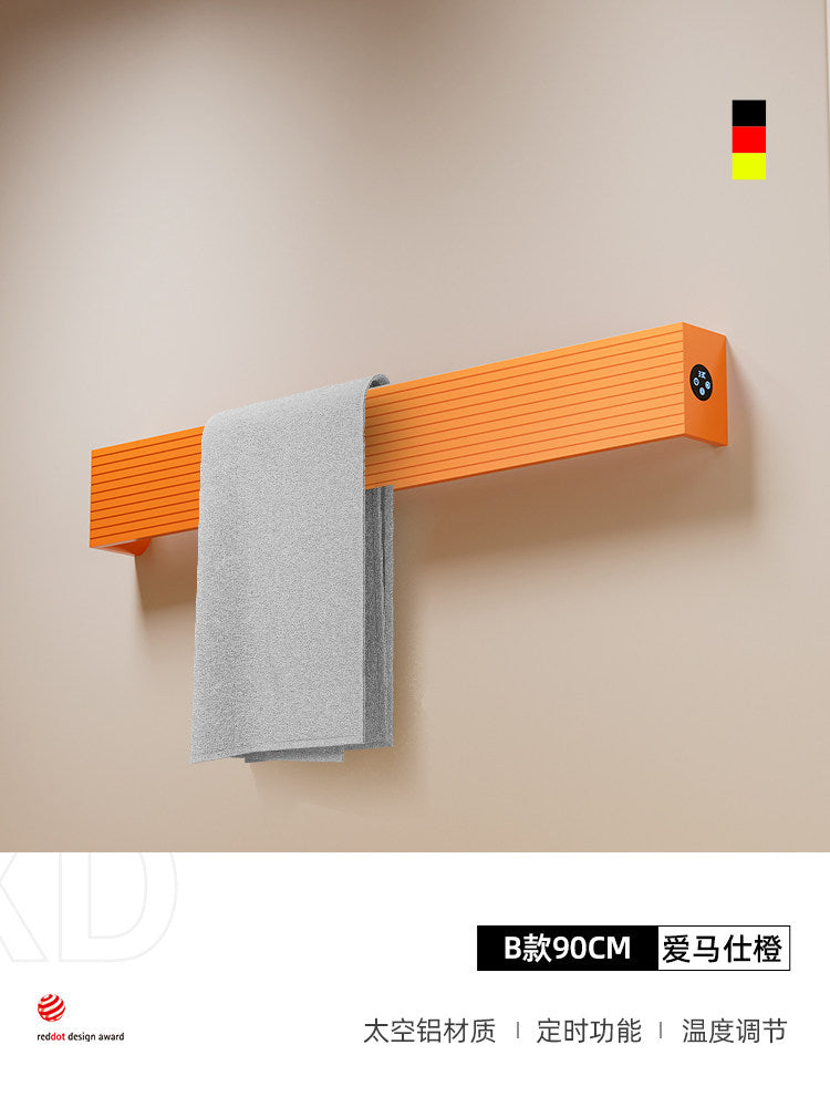 極簡波浪凹槽單根電熱毛巾架 - 頂端觸控數顯 智能定時全隱蔽暗線入牆獨立發熱條