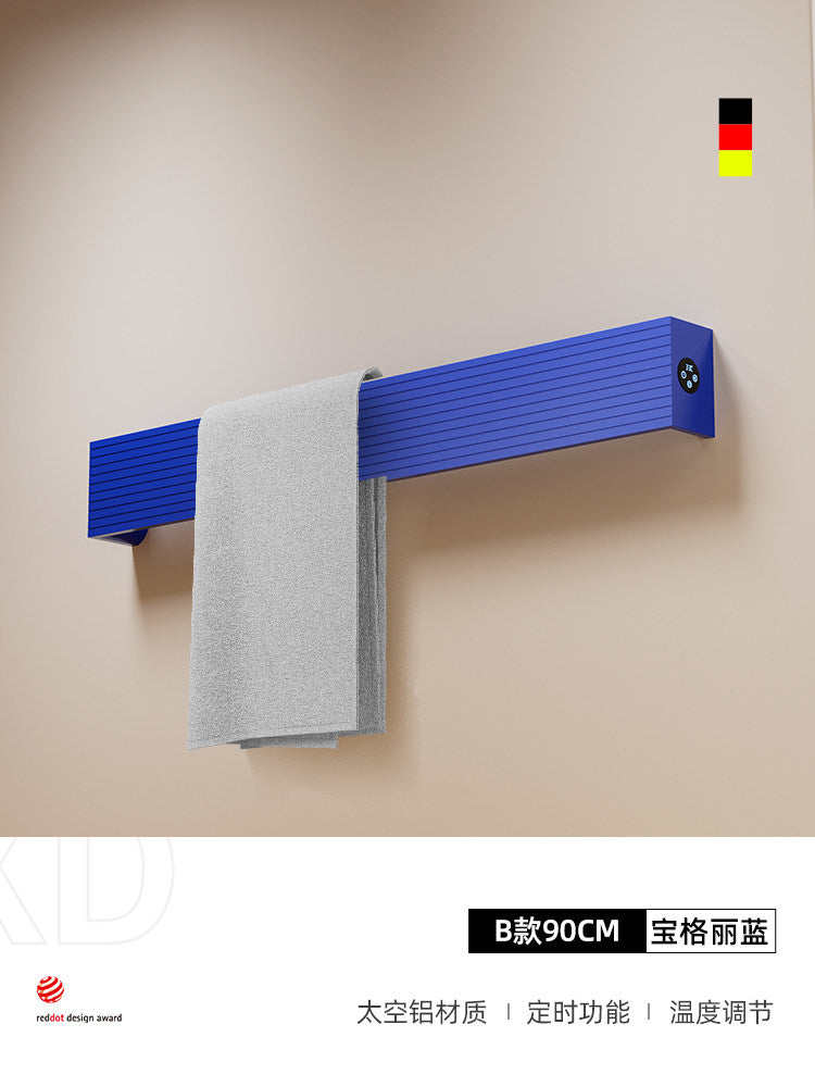 極簡波浪凹槽單根電熱毛巾架 - 頂端觸控數顯 智能定時全隱蔽暗線入牆獨立發熱條