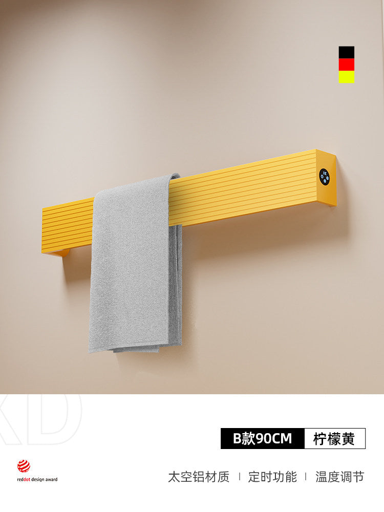 極簡波浪凹槽單根電熱毛巾架 - 頂端觸控數顯 智能定時全隱蔽暗線入牆獨立發熱條