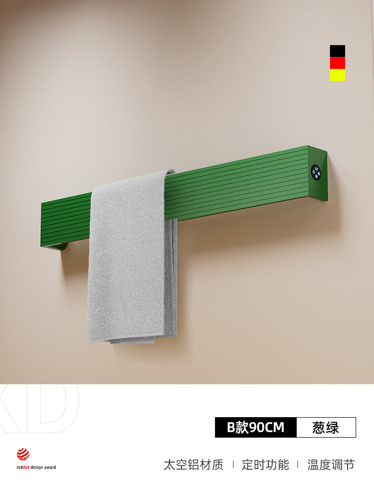 極簡波浪凹槽單根電熱毛巾架 - 頂端觸控數顯 智能定時全隱蔽暗線入牆獨立發熱條