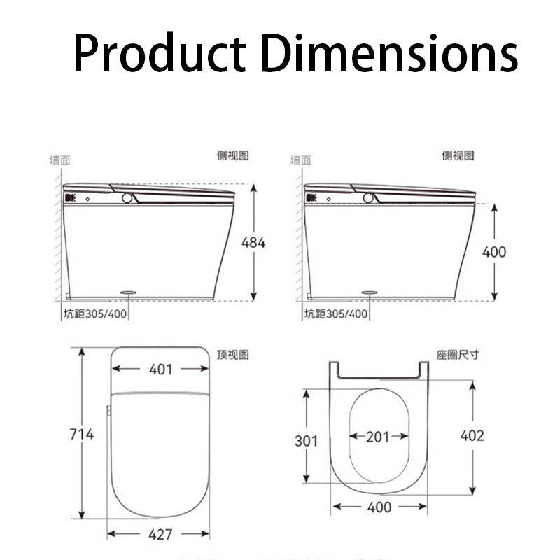 U510 Luxury Smart Bidet Toilet with an Elongated Ergonomic King-Size Seat (714x427x484mm). Designed for Maximum Thigh Support and Comfort, Ideal for Big and Tall Users Seeking a Premium Bathroom Experience