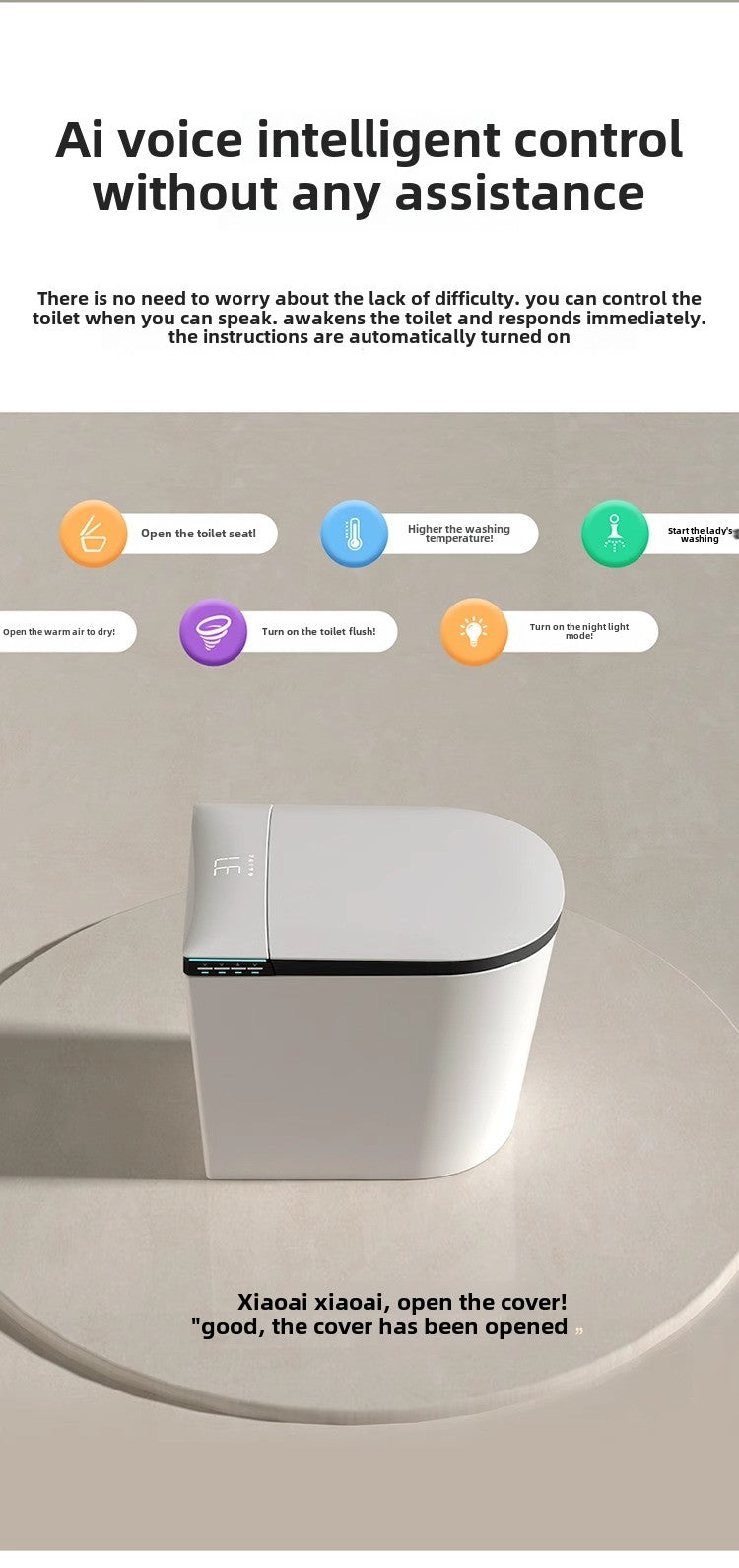 Smart toilet with AI voice control for a fully hands-free bathroom experience
