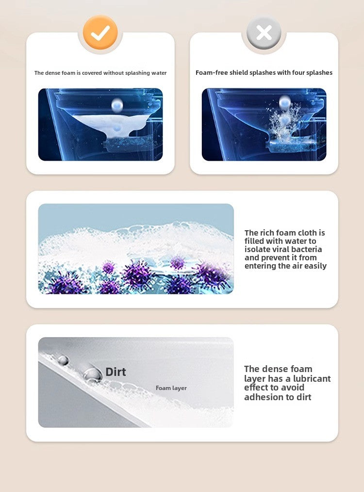 A dense protective foam layer that traps odors and prevents waste from sticking