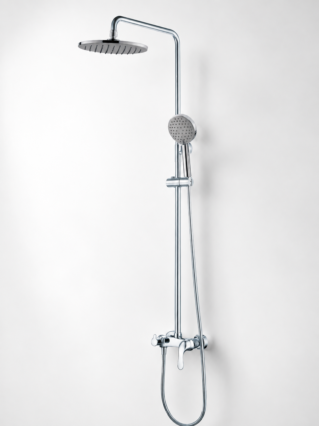 BBbidet 069 Series Bathroom Faucet & Shower Combo Set, Chrome Single-Handle Basin Mixer and Rain Shower System