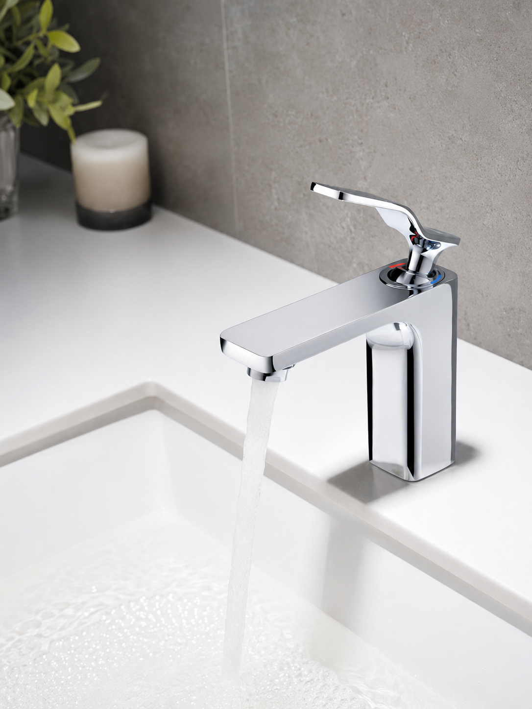 BBbidet 173 Modern Chrome Bathroom Combo Set, Geometric Basin Mixer Faucet and Wall-Mounted Slide Bar Handheld Shower System