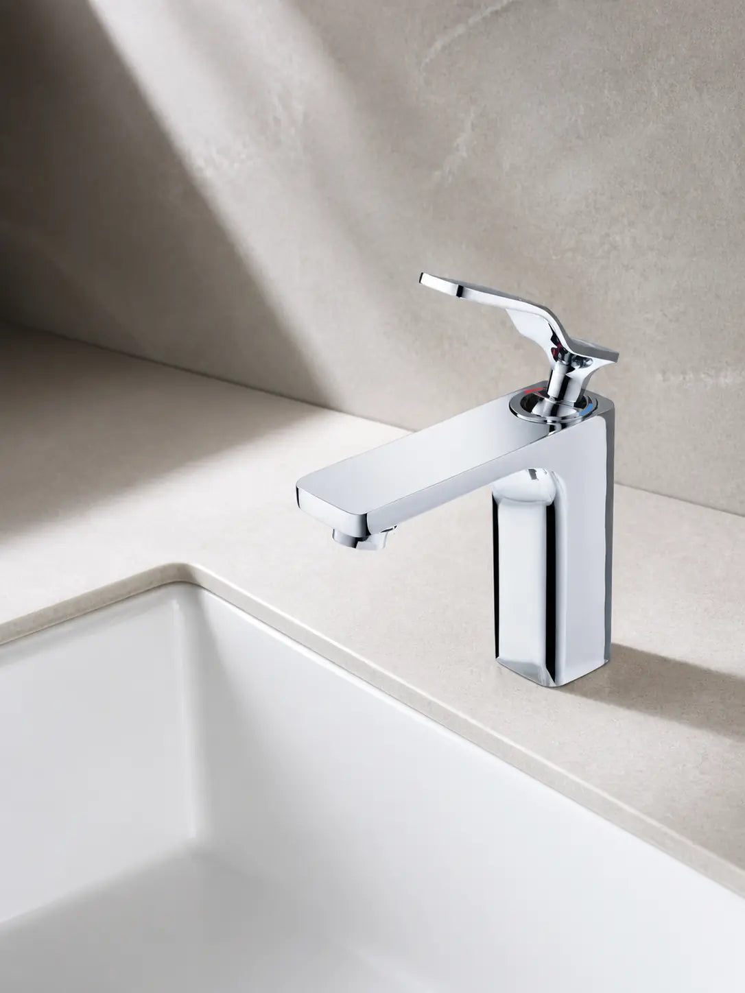bbbidet 173 Series square basin faucet in polished chrome - main lifestyle