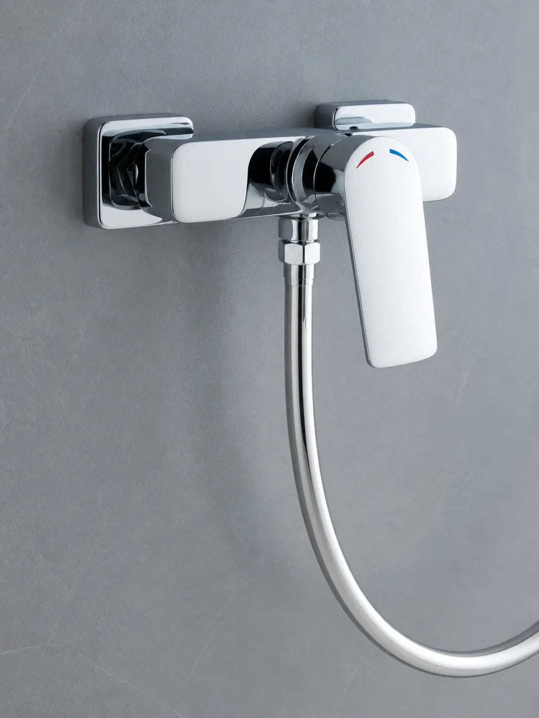 bbbidet 173 Series wall mounted hand shower mixer in polished chrome - hose connection detail