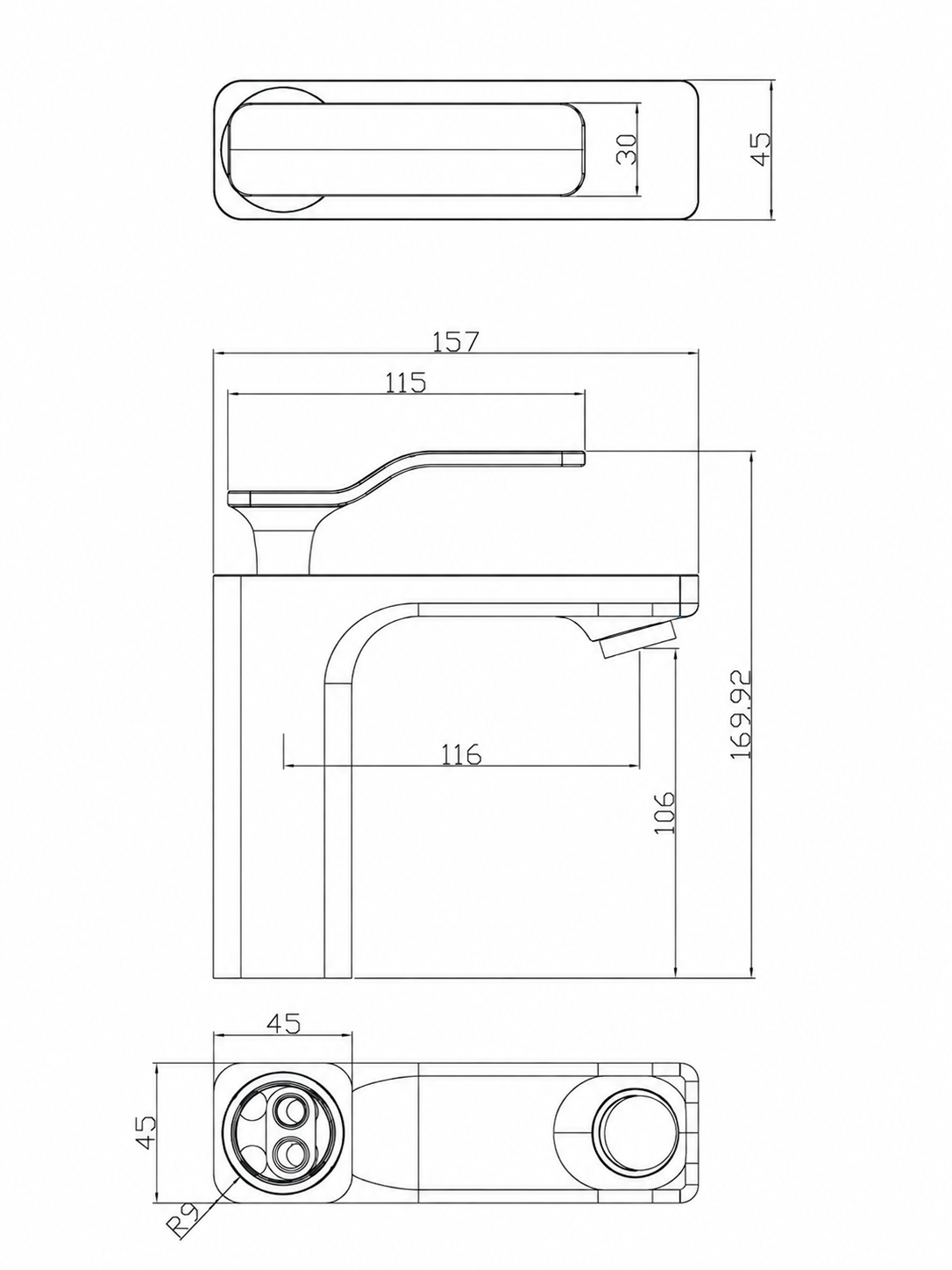 BBbidet 173 Modern Chrome Bathroom Combo Set, Geometric Basin Mixer Faucet and Wall-Mounted Slide Bar Handheld Shower System