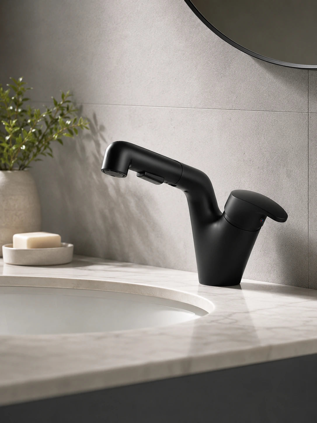 BBbidet 25033 matte black pull out bathroom basin mixer