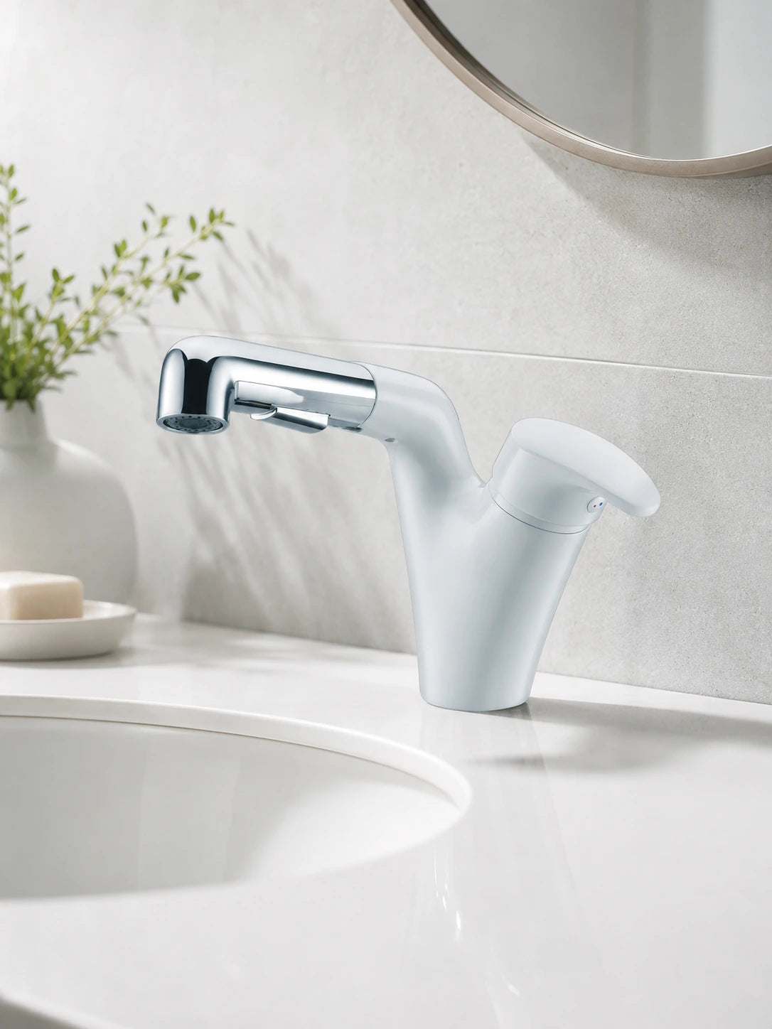 BBbidet 25033 white and chrome pull out basin faucet product view