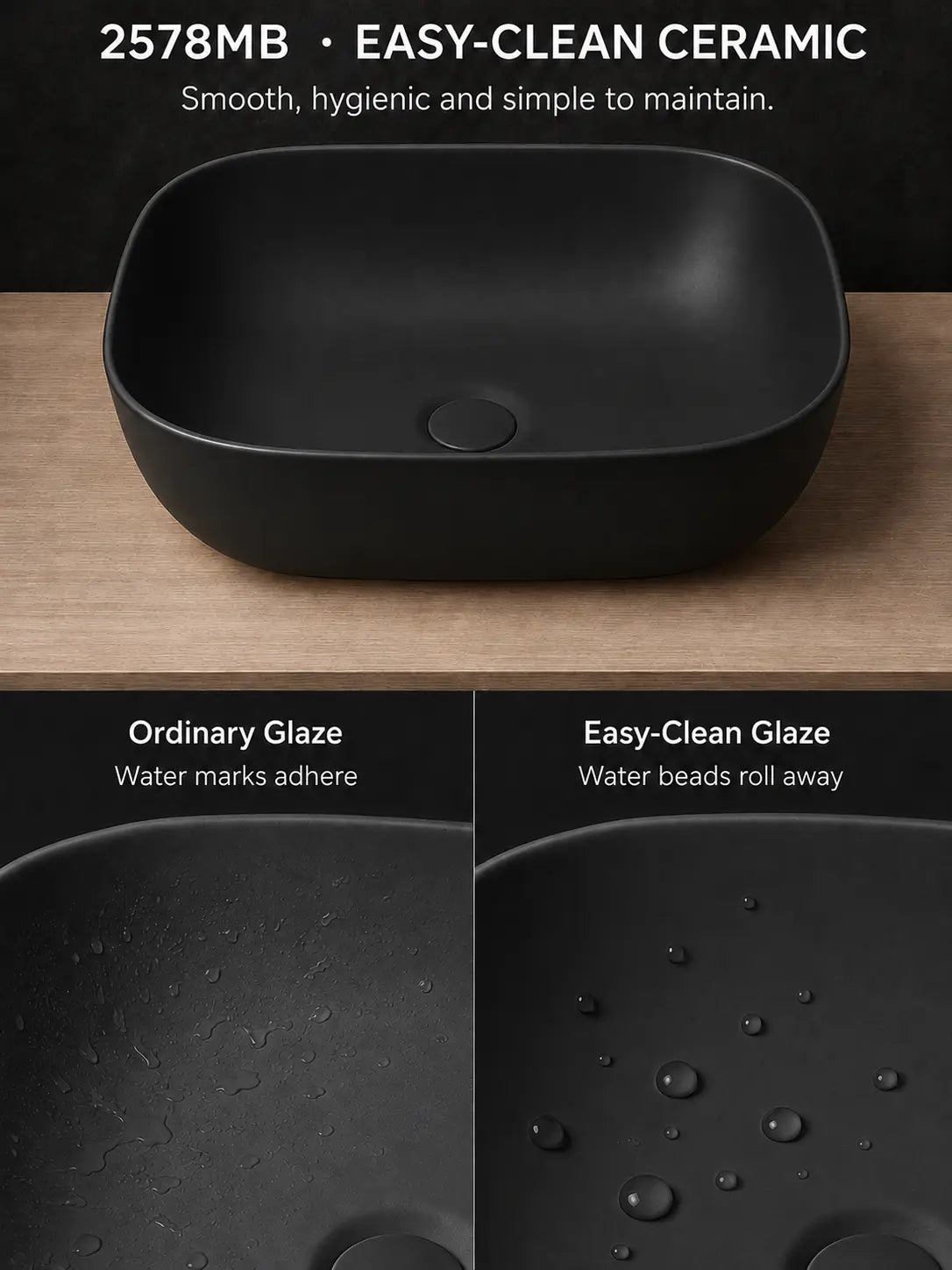 BBbidet 2578 matte black easy-clean ceramic glaze comparison