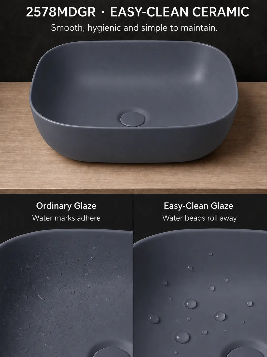 BBbidet 2578 matte dark gray easy-clean ceramic glaze comparison
