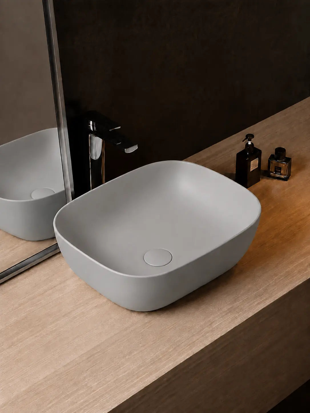 BBbidet 2578 matte gray countertop basin from an alternate angle