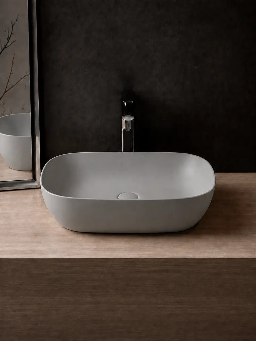 Front profile of BBbidet 2578 matte gray ceramic countertop basin