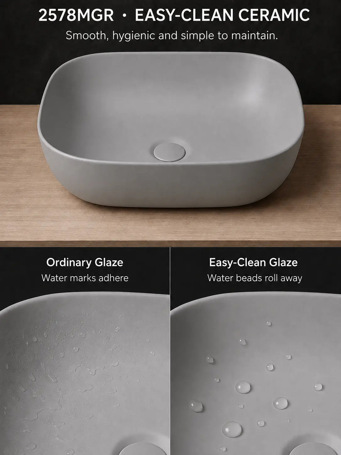 BBbidet 2578 matte gray easy-clean ceramic glaze comparison