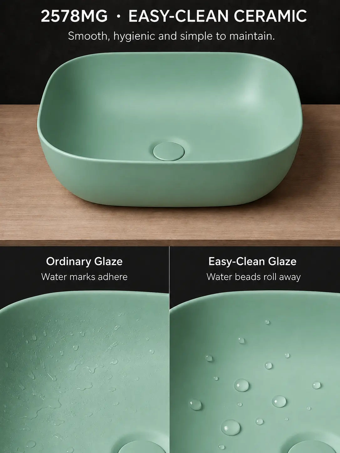 BBbidet 2578 matte green easy-clean ceramic glaze comparison