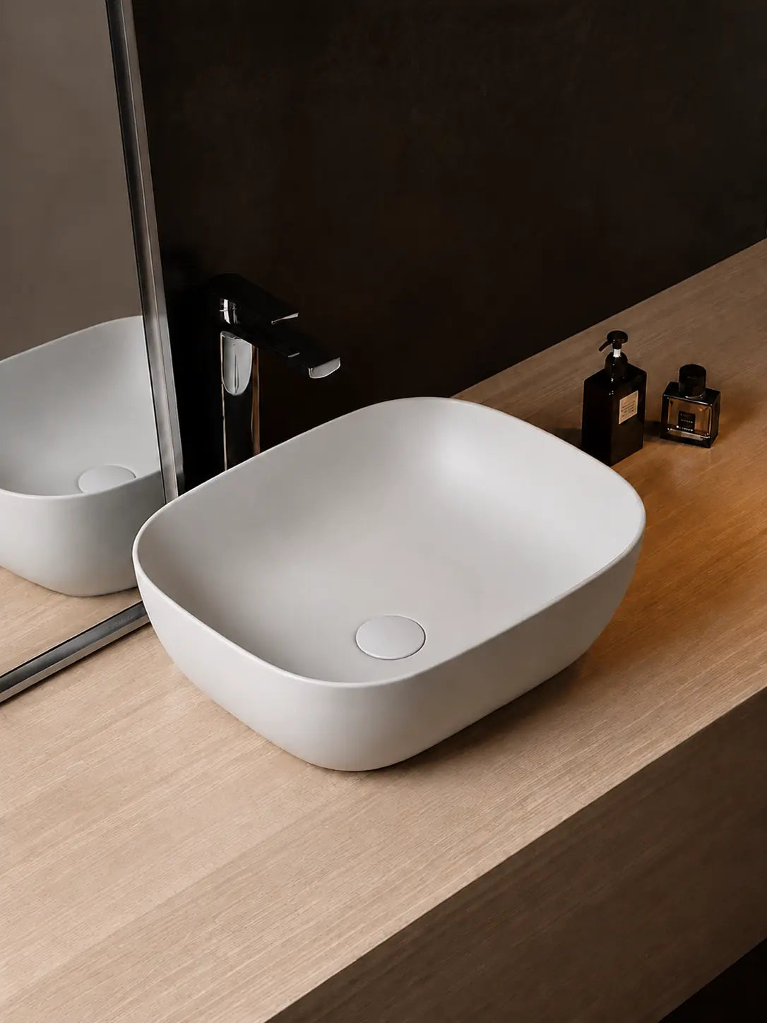BBbidet 2578 matte white countertop basin from an alternate angle